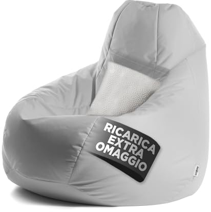 Avalon - Puff Poltrona Sacco XXL Jive Deluxe Sfoderabile, Pouf Sacco di Qualità Sartoriale, Bean Bag per Sedersi Ergonomico, Tessuto Antistrappo Impermeabile, Made in Italy(95x135cm-Grigio)