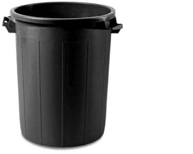 Bidone immondizia NERO senza coperchio Plastica 2 manici per un facile utilizzo, 100 litri, diametro sopra 52, Diametro sotto 37, diametro interno 48, Peso 3,2, Altezza 65