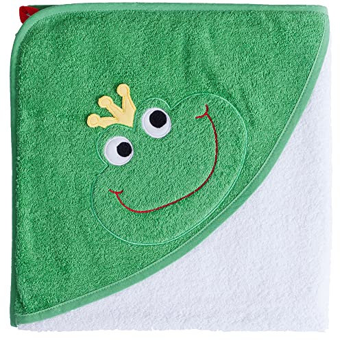 Smithy Kapuzenhandtuch für Baby´s und Kinder 100x100 cm - Frosch Babyhandtuch aus Frottee Baumwolle - Kapuze Handtuch für Mädchen & Jungen