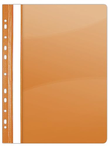DONAU 1704001-12 Plastik Schnellhefter Gelocht A4 Orange/Sichthefter Kunststoff Strapazierfähigem PVC Hart Glasklares Deckblatt Klemmmappe für Büro und Schule/Eurolochung | 1 Stück