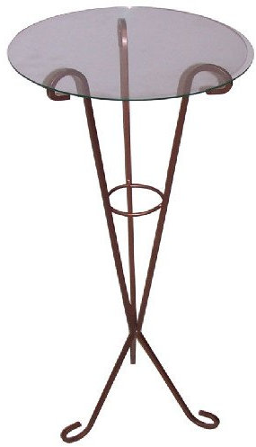 Vendilo Tavolino da salotto, Tavolino ingresso, Soggiorno, Tavolino alto e stretto, Rotondo cm 80x30x33, Piedistallo per piante in ferro e vetro, Per arredamento casa, Porta piante