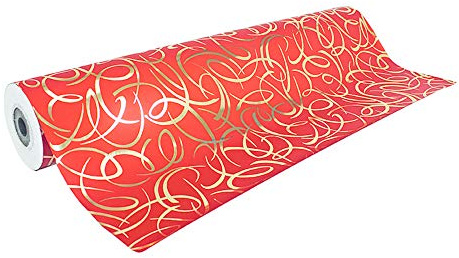 Clairefontaine 211894C - en rulle premium presentpapper 50 mx70 cm 80 g, röd arabesk