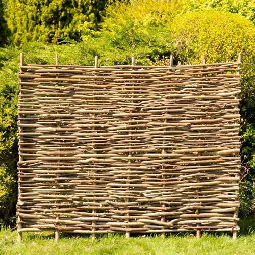 Papillon 5 Pack Premium Hazel Hurdle Garden Fence Panels Wattle Fencing Panel in Brown 1.2m x 1.8m (4ft x 6ft)