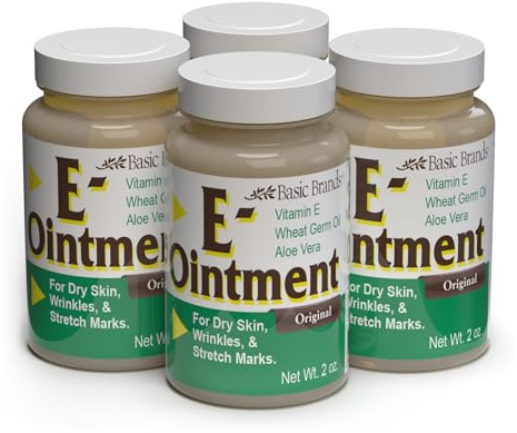 Basic Brands - Vitamin E Ointment - 2 oz - Moisture Enhancing - Can Help Reduce Appearance of Scars, Stretch Marks, Fine Lines & Wrinkles - 4-Pack