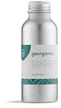 Georganics - Natürliches Mundziehöl für weiße Zähne - Reinigt Intensiv & Reduziert Plaque mit Nativem Bio-Kokosnussöl - Vegan, ohne SLS, Tierversuche und Fluorid - Grüne Minze - 100ml