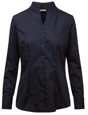 Seidensticker Damen Women Slim Longsleeve Cotton Bluse, Dunkelblau, 38 EU