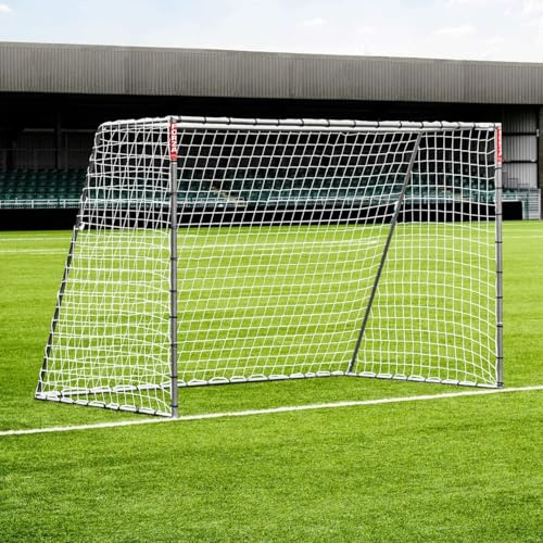 FORZA Steel42 Porterías de fútbol | Portería de Acero Resistente | Tamaño reglamentario, portátil con estacas para el Suelo y Kit de Rebote Opcional (Solo Portería, 2,4m x 1,8m)