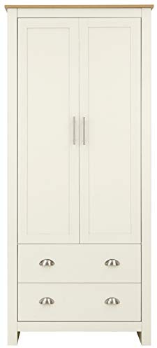 Lancaster Grey, Cream Bedroom Furniture - Sets, Wardrobes, Chests, Bedside, Desk#2 DOOR 2 DRAWER WARDROBE CREAM