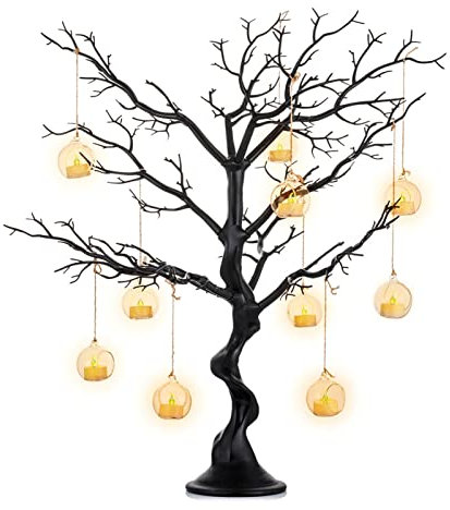 Sziqiqi Künstlicher Deko Baum Wunschbaum Weihnachtsbaum für Tische Hochzeit Party, Perfekt für Ostern Erntedankfest Home Festival Party Weihnachten Hochzeit Empfangstisch Deko, Schwarz