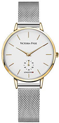 VICTORIA HYDE Damen Uhr Minimalist Armbanduhr Analog Quarz Schlicht Damenuhr mit Edelstahl Mesh-Armband