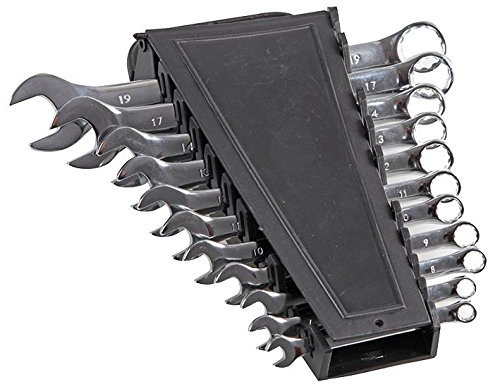 Skruvnyckelsats, kombination, 11 st, kit innehåll 6, 7, 8, 9, 10, 11, 12, 13, 14, 17 och 19 mm kombinationsnycklar, skiftnycklar och skiftnycklar