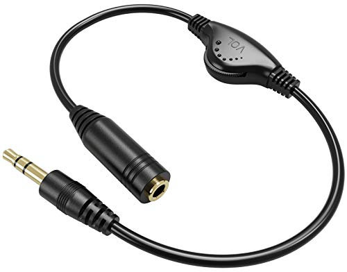 PChero Stereo Audio Verlängerungskabel, 3,5mm Klinkenstecker mit Lautstärkeregelung Kompatibel für Telefon, Laptop, PC, Computer (1Stk. - 30 cm)
