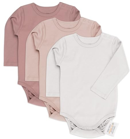 Laloona Pack Bodies bebe manga larga 3 Ud. - Body algodon bebe - Body bebe invierno Certificado OekoTex 100 - Bodies bebe niña/Bodies bebe niño