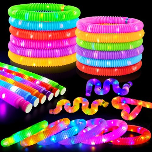 24 PCS Light Up Party Favor Supplies for Kids 4-8-12,Bulk Glow Stick Bracelet Necklace Accessories Decoration for Toddlers,Birthday Goodie Bag Stuffers Graduation End of School Year Gifts for Students