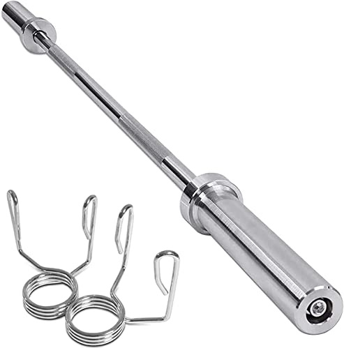Olympic Barbell Bar | Standard Weight Bar with Spring Lock Collars | 2 Barbell Bars for Bench Press | Chrome, Anti-Slip Hand Grip, Solid Steel, Gym Equipment (4FT)