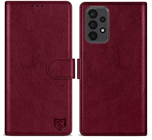 ZZXX for Samsung Galaxy A23 5G/4G Wallet Case with [RFID Blocking] Card Slot Kickstand Magnetic Closure Leather Flip Fold Protective Phone Case for Galaxy A23 5G/4G Case Wallet(Wine Red-6.6 inch)