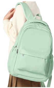 WEPLAN Sac a Dos College Fille Cartable Garçon Primaire Sacs à Dos Loisir Femme Homme Sac a Dos Ecole Scolaires d'école Fille Lycee Impermeable School Bag Bookbag,A4-Vert Clair