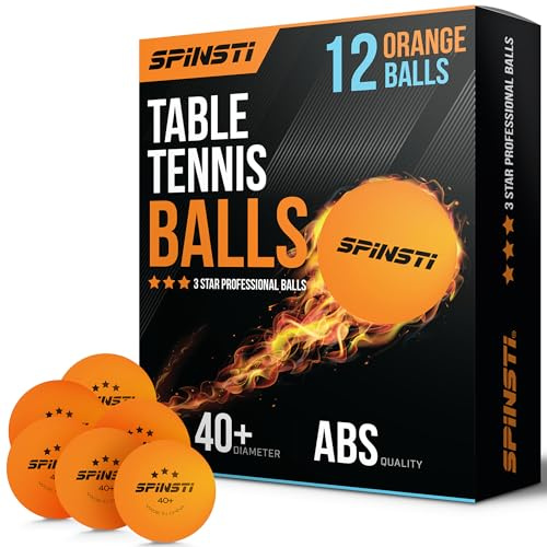 SPINSTI Table Tennis Balls (12 Balls) |3 Star 40+ Professional Orange Table Tennis Balls for Indoor Sports | Premium Orange ABS Quality Ping Pong Balls | Spherical Celluloid Free