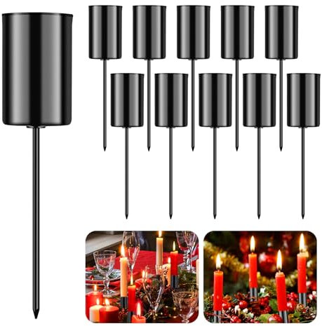 Advent Wreath Candle Holder Retro Candle Plate Advent Wreath with Short Skewer as Decoration for Christmas and Home with Tweezers (Black) (10)
