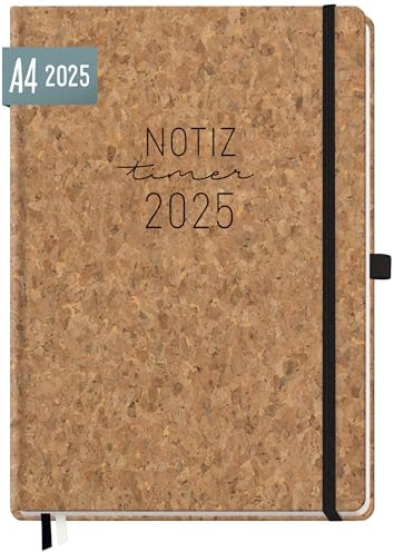 Häfft® Wochen-Notiz-Kalender 2025 A4 Kork Buchkalender, Terminplaner Notiz-Timer, Wochenkalender, Organizer, Terminkalender mit Einstecktasche - nachhaltig & klimafreundlich