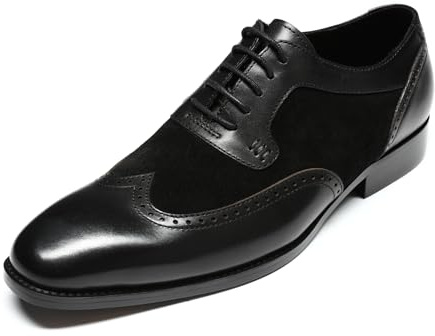 Allthemen Chaussure Derbys Homme Ville Habillées Formelles à Lacets Oxford Brogue pour Costume Mariage Noir 42 EU