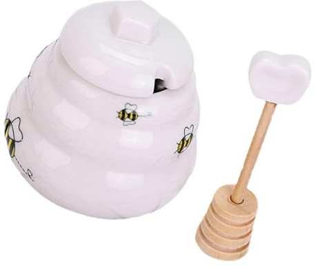 IMIKEYA 2 Set Di Barattoli Di Ceramica Per Condimenti Vaso Di In Porcellana Con Cucchiaio Di Bottiglia Di Dispenser Di Sciroppo Contenitori Con Coperchi