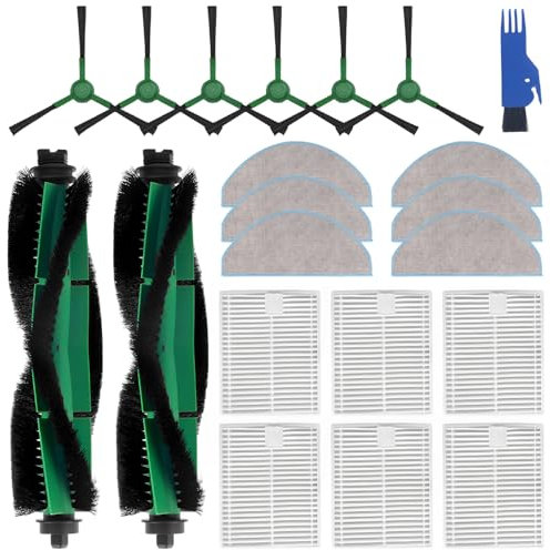 SOBEAU Zubehörset Kompatibel mit iRobot Roomba Y0110/ Y0112/ Y0140 Saugroboter, 2 Hauptbürste, 6 Filter, 6 Wischpad, 6 Seitenbürsten, Ersatzteile für Roomba Y0112