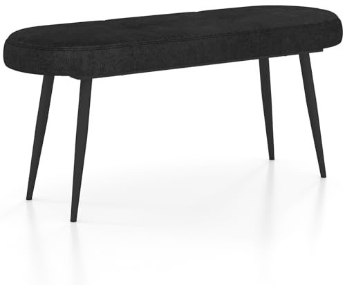 COSTWAY Banc Entree 113 cm pour 2 Personnes, 300 kg Large Capacité, Coussin Rembourré en Eponge, Banc à Chaussures, Coussinets Antidérapants, Pieds en Métal, Banquette pour Entrée Salon Chambre (Noir)