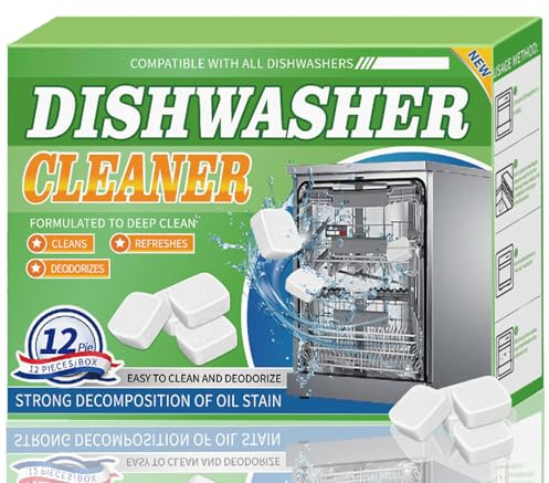 Dishwasher Tablets - Dishwasher Cleaner & Deodorizer Tablets- 24 Pack Deep Cleaning for Machines. Powerful Limescale, Grime & Calcium Remover. Natural, Septic-Safe & Odor Eliminating