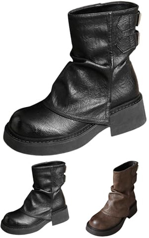 Chelsea Bottines à plateforme pour femme - Style gothique - Bottes de motard pour femme - En cuir synthétique - Largeur H - Bottes d'équitation - Bottes d'équitation - Bottes d'équitation