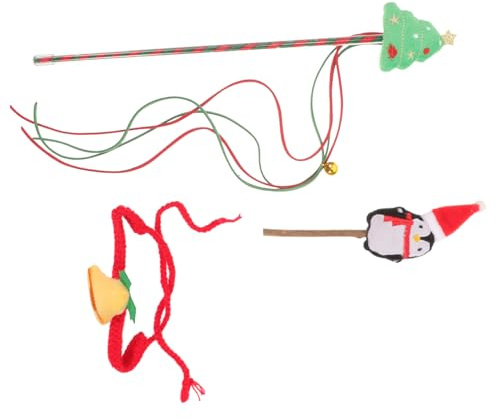 UKCOCO Set de Jouets pour Chat de Noël avec Collier à Cloche et à Mâcher Interactif pour Décoration Festive Intérieure