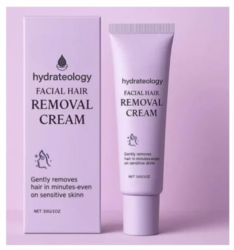 Hydrateology™ Facial Hair Removal Cream, Facial Hair Removal, Gentle Hairs Removers for Women, Long-Lasting Depilatory Cream for All Skin Types