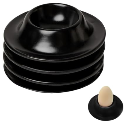 AEKZOX Lot de 4 coquetiers modernes et incassables, porte-œufs en silicone noir (Noir)