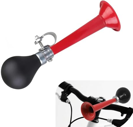 Zosgrew Bicycle Air Horn, Waterproof Classic Retro Bugle Bike Horn, Metal Spherical Squeeze Loudspeaker, Universal for Most Bicycles (Red)