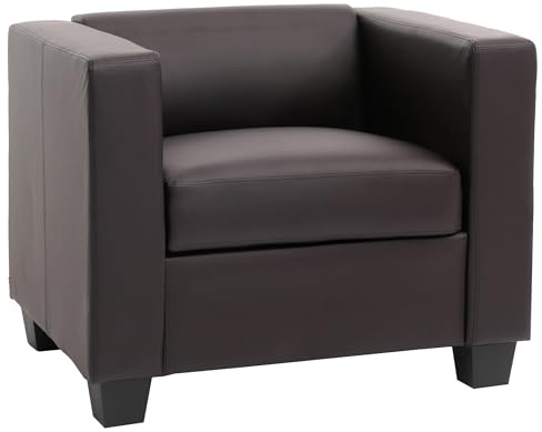 Mendler Fauteuil Club/Lounge Lille, 86x75x70cm - Simili-Cuir café