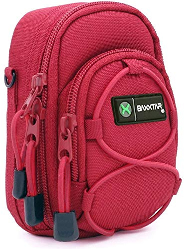 Baxxtar Redstar V4 Housse Sac pour Appareil Photo Compact - DC TZ202 TZ200 TZ99 TZ96 TZ95 DMC TZ100 TZ90 TZ80 LX15 - PowerShot SX730 SX740 G5 X II G7 X II III - Tough TG-5 TG-6 TG-7 - Rouge -