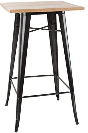 Bolero Bistro Bartisch mit Holzplatte schwarz