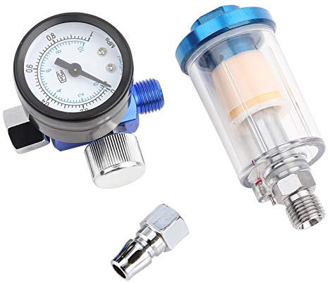 Mini Regolatore di Pressione Ingresso, Aria Separatore Acqua in Linea Filtro Pistola a Spruzzo Accessori per Compressore d'aria Strumento Kit Manometro Pneumatica Set Abitacolo Gauge