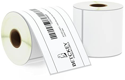 BETCKEY - 2 rullar mångsidiga och stora termiska fraktetiketter, 76 mm x 127 mm (3 tum x 5 tum), kompatibla med zebraetikettskrivare, premiumlim och perforerad [700 etiketter]