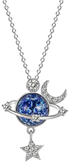 GAUEIOUR Special Star Necklace,Silver Zircon Star Moon Surround Fantasy Planet Necklaces, Symbol of Friendship, Family, Love, Jewelry Necklace Gift for Daughter, Granddaughter, Ladies