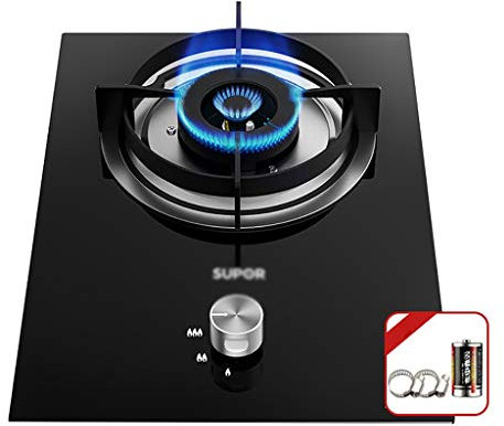 IBOWZ Placa de Gas 2020 Upgrade Black Glass LPG/NG Cooktop Burner, 5.0KW Home Kitchen Cocina de Gas incorporada Estufa Individual, con protección contra fallas de Llama [Clase de eficiencia energé