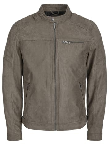 JACK & JONES herr jjerocky jacket noos Konstläderjacka (1-pack) | Normal passform, enkel, långärmad, vanlig, utomhus, maximal temperatur 30°C skonsam process