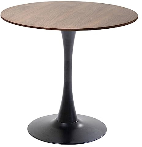 Kare Design Table Schickeria Walnut, Black, Diameter 80cm, Modern Round Dining Table for 2-4 People, Furniture for Dining Room, Kitchen, Living Room, Home Office