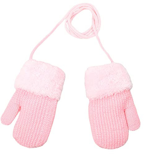 iEasey Kinder Winter Handschuhe für Baby 6-36 Monate Niedlich Kleinkind Plüsch Fäustlinge auf Schnur Dicke Warm Wolle Strickhandschuhe Kinder Schnee Handschuhe Baby Mädchen Jungen Geschenk