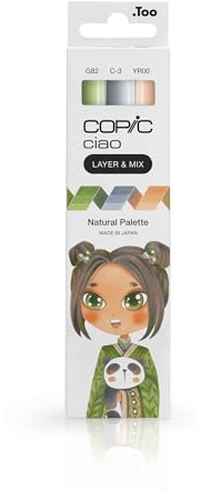 Copic Ciao LAYER & MIX Natural Palette, Marker Set mit 3 verschiedenen Farben, Layoutmarker mit jeweils einer mittelbreiten und einer Brush-Spitze