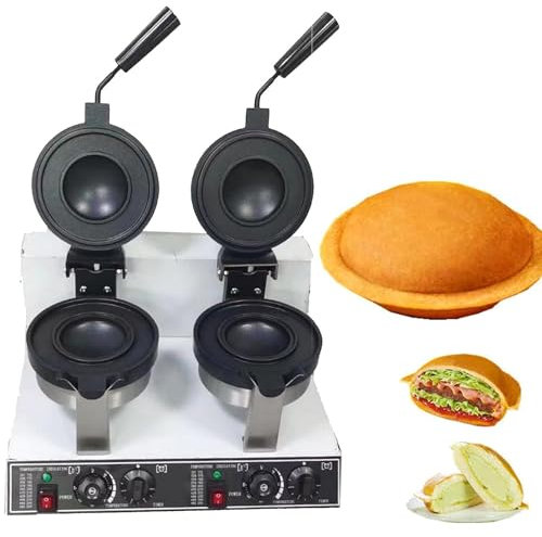 Qiang Máquina Gofrera De Acero Inoxidable Máquina para Hacer Hamburguesas Antiadherente Máquina De Paninis Girario 180° Calefacción Doble Cara Control Temperatura Ajustabl 50-300 ℃,Doublehead
