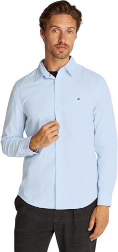 Tommy Hilfiger Uomo Camicia Flex Poplin Kent Collar Camicia da Lavoro, Blu (Sweet Blue), XS