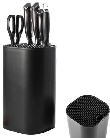 Ceppo portacoltelli universale senza coltelli, colore nero, con 21 fessure e design di scarico, universale, per coltelli da cucina, per tutti i coltelli da cucina