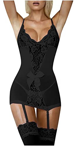 CEWIFO Sottoveste Donna Sexy Corta Le Offerte Flash di Liquidazione Premium di Oggi 2025 Body Schiena Scoperta Taglie Forti Slip Aperti Dietro Donna Sexy Hot per Sesso Top Donna Sexy Taglie Forti