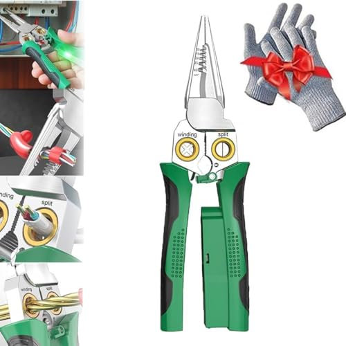 Pelacables Seese, Alicates Pelacables Con Función De Medición De Electricidad, Alicates Pelacables 8 En 1 For Cortar Y Tirar Cables, Tijeras For Raspar Y Prensar Cables Con Prueba De Voltaje(8in1)
